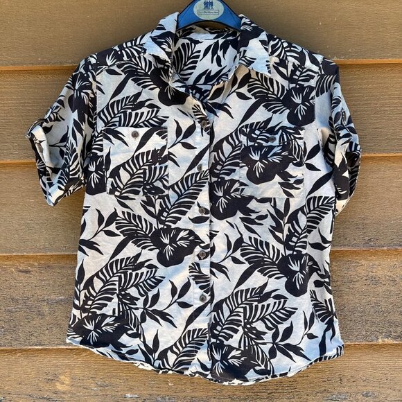 Vintage Island Brown Tan Hawaiian Style Button Down Women’s Top Size S - Picture 2 of 14